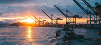 Container terminal with tug