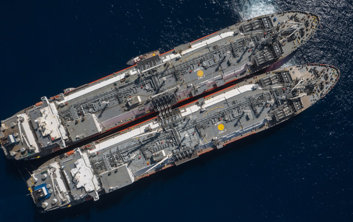 LNG ship-to-ship transfer bird's eye view