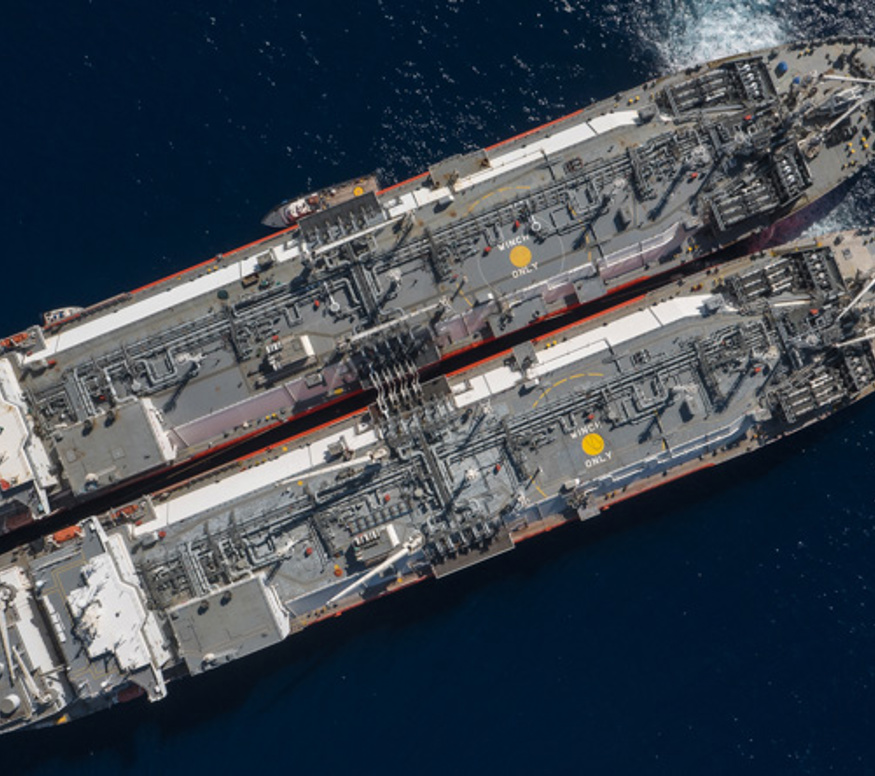 LNG ship-to-ship transfer bird's eye view
