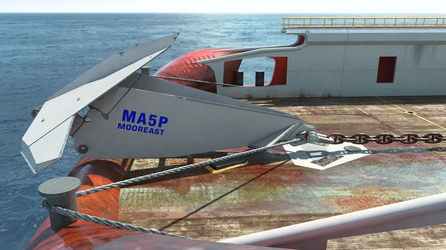Mooreast MA5P offshore anchor being deployed