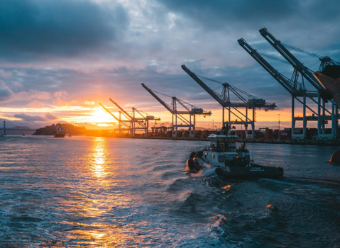 Container terminal with tug