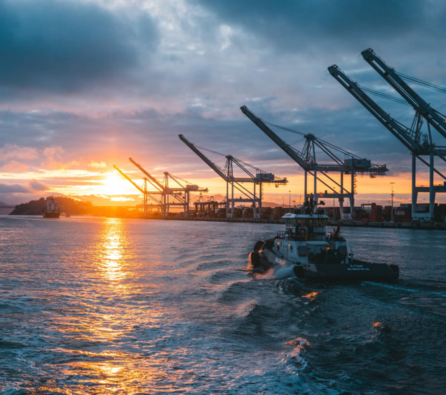 Container terminal with tug