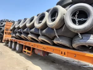 Yokohama pneumatic fender being transported
